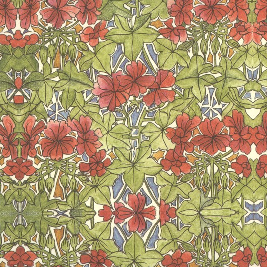 Art Nouveau Geranium Floral Print Italian Paper ~ Leonardo Communication